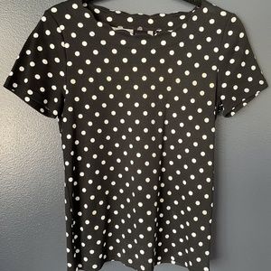 Polka Dot Scallop neck top